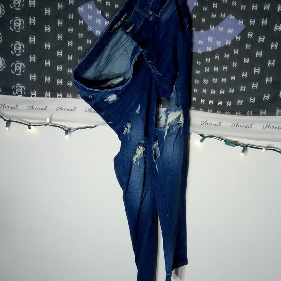 Express 👖 Blue Rugged Ripped Express Jeans - Picture 2 of 4
